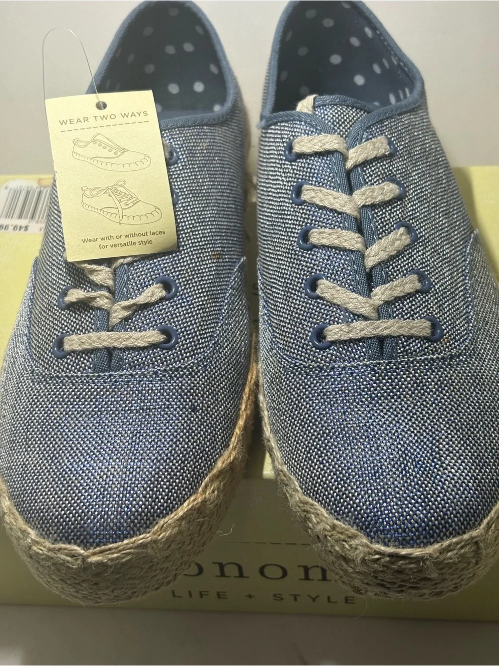 NWT Sonoma Life + Style Snaiden Blue Canvas Sneakers Espadrille Women’s  Sz 9.5